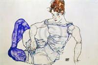 100cm x 67cm Sitzende Frau mit violetten...   von Egon Schiele