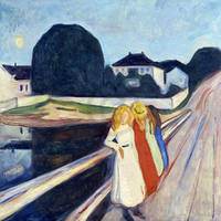 100cm x 100cm Vier Mädchen auf der Brücke      von Edvard Munch