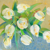 100cm x 100cm Weiße Tulpen 1 von Loes Botman