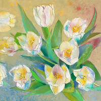 100cm x 100cm Weiße Tulpen 2 von Loes Botman