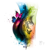100cm x 100cm Butterfly Tattoo von Patrice Murciano