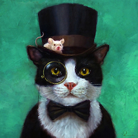 30cm x 30cm Tuxedo Cat von Lucia Heffernan