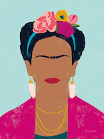 30cm x 40cm Frida Kahlo I von Becky Thorns