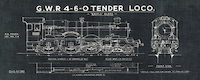 100cm x 40cm Train Blueprints III Black von Wild Apple Portfolio