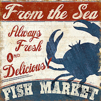 100cm x 100cm Fresh Seafood IV von Pela Studio
