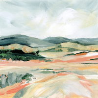 100cm x 100cm Vermillion Landscape I von Sue Schlabach