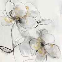 100cm x 100cm Silver Florals II von PI Studio