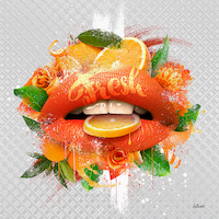 100cm x 100cm Bouche orange von Sylvain Binet