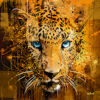 100cm x 100cm Leopard von Sylvain Binet