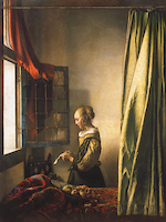 75cm x 100cm Briefleserin am offenen Fenster von Jan Vermeer van Delft