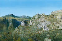 150cm x 100cm Vue panoramique du village de Gourdon von Pascal Pontoire