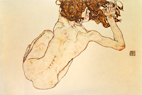 100cm x 66.7cm Kauernder Rücken-Akt von Egon Schiele