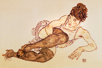 100cm x 66.7cm Liegende Frau ... von Egon Schiele