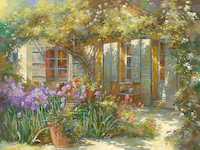 100cm x 75cm Jardin aux iris von Johan Messely