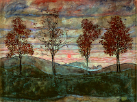 100cm x 75cm Vier Bäume von Egon Schiele