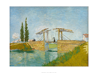 80cm x 60cm Die Brücke von Langloisin Arles mit Dame mit Regenschirm von Vincent Van Gogh