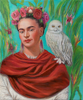 8.3cm x 10cm Frida mit Eule von Mirka Machel
