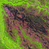 100cm x 100cm Demini River von Landsat-7