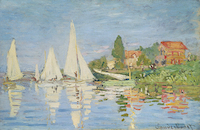 10cm x 6.5cm Regattaboote in Argenteuil von Claude Monet