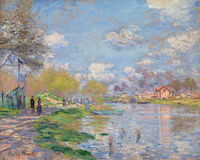 10cm x 8cm Frühling an der Seine von Claude Monet