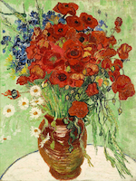 7.5cm x 10cm Vase mit Margeriten und Mohnblumen von Vincent van Gogh