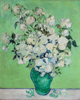 8cm x 10cm Vase mit weißen Rosen von Vincent van Gogh