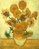 8cm x 10cm Vierzehn Sonnenblumen in einer Vase von Vincent van Gogh