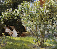10cm x 8.5cm Rosen - Marie im Garten von Peter Severin Kroyer