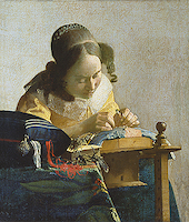 8.5cm x 10cm Die Spitzenklöpplerin von Johannes Vermeer