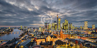 150cm x 75cm Frankfurt Evening Skyline von Michael Abid