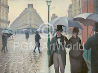 10cm x 7.5cm Straße in Paris an einem regnerischen Tag von Gustave Caillebotte