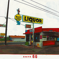 70cm x 70cm Route 66 - West End Liquor von Ayline Olukman