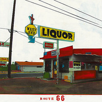 30cm x 30cm Route 66 - West End Liquor von Ayline Olukman