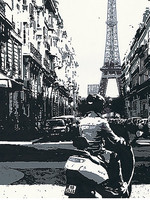 30cm x 40cm Scooter in Paris von Jo Fairbrother