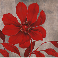 50cm x 50cm Crimson Bloom 2 von RIG Studio