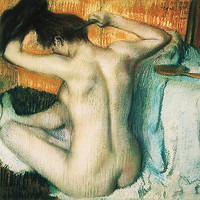 50cm x 50cm Woman combing her Hair von Edgar Degas