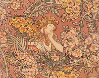 71cm x 56cm Redhead among Flowers von Alfons Maria Mucha