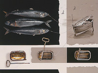 40cm x 30cm Mise en Boîte d`une Sardine von Jean-Marc Chamard