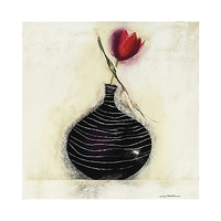 50cm x 50cm Tulpen in schwarzer Vase I von ROBERTSON