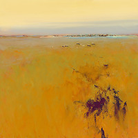 100cm x 100cm Meadow in warm Colors von Groenhart,Jan