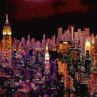 100cm x 100cm New York by Night I von Mereditt.f,