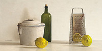 150cm x 75cm Two Lemons, Rasp, Bottle and Pot von de Bont,Willem