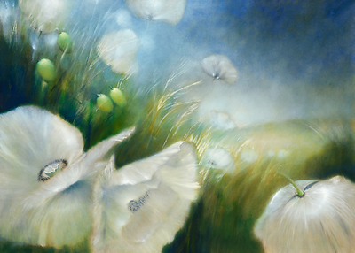 140cm x 100cm Weißer Mohn von Annette Schmucker