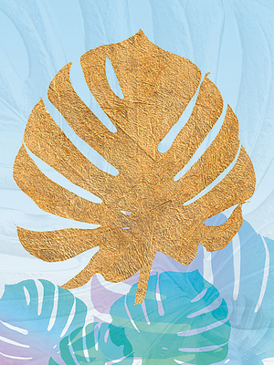 30cm x 40cm Goldnes Sommerblau II von SARA Design