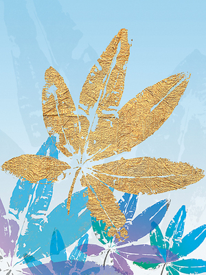 30cm x 40cm Goldnes Sommerblau III von SARA Design
