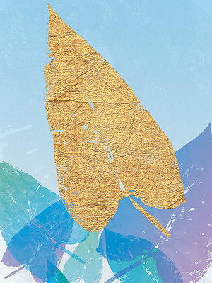 30cm x 40cm Goldnes Sommerblau I von SARA Design
