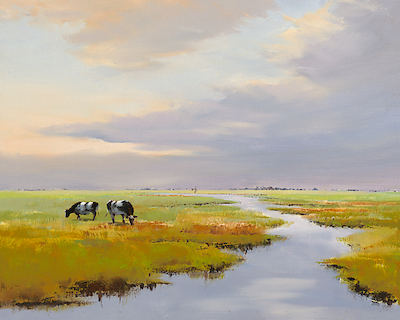 50cm x 40cm Grazing Cattle von Jan Groenhart
