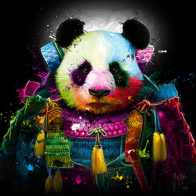 70cm x 70cm Panda Samourai von Patrice Murciano