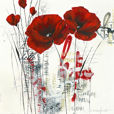 30cm x 30cm Pavot d`hiver abstrait 2.0 II von Isabelle Zacher-Finet