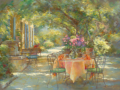 40cm x 30cm La Terrasse du Mas des Grès von Johan Messely